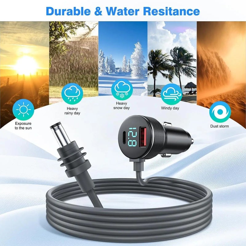 Bluejw شاحن سيارة ستارلينك ميني: محول طاقة DC 12V-48V مع شاشة رقمية، 35W منافذ USB-C و USB-A، متوافق مع هوائي الجيل الرابع، شاحن سيارة ولاعة السجائر - Image 5